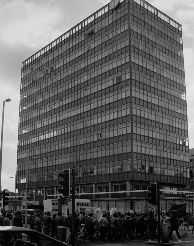 The march passes Telephone House